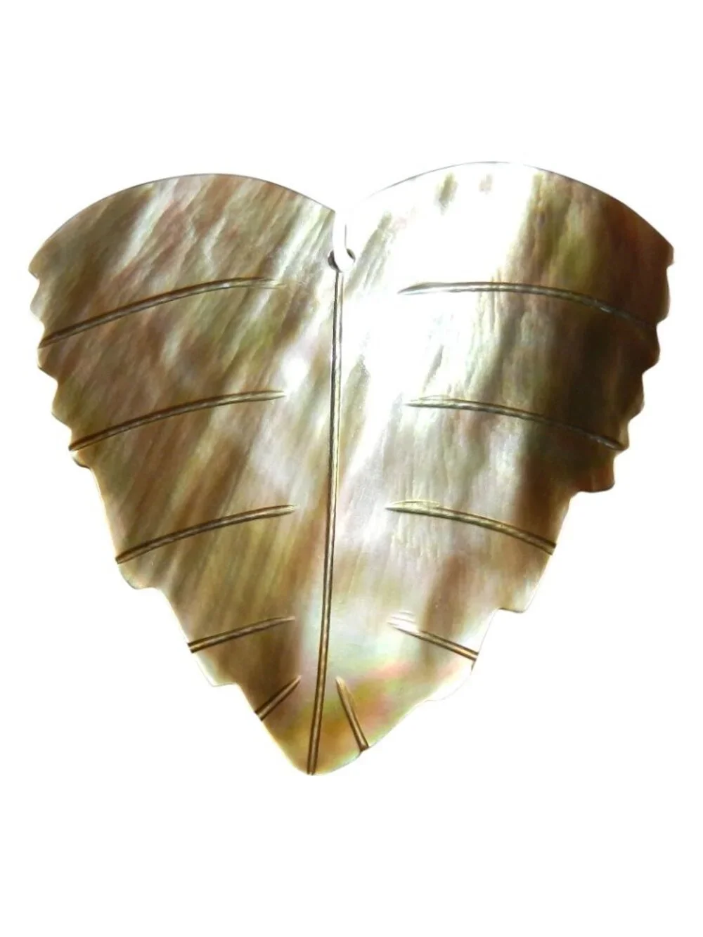 Brown Lip Shell 46mm Carved Leaf Natural Gemstone Pendant Focal Bead P2184